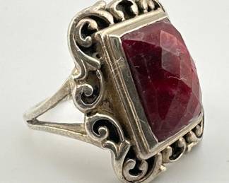 Sterling opaque ruby ring