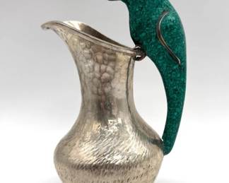 Mid-Century Mexican silverplate pitcher with parrot handle