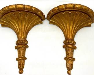 Pair of Italian gilt wood acanthus wall sconces