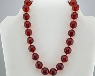 14kt, cherry Bakelite bead necklace