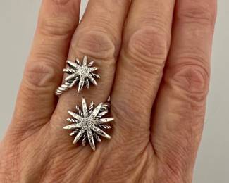 David Yurman sterling starburst diamond ring