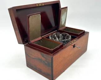 19th Century English rosewood tea caddy