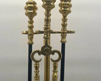 Heavy well made brass fireplace tools