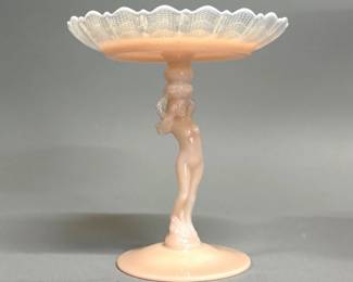 Cambridge Crown Tuscan Nude art glass compote