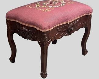 Victorian needlepoint covered footstool