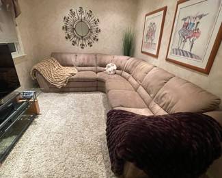 Natuzzi Fabric Sofa – High-quality Natuzzi sofa upholstered in a soft neutral fabric (not leather). Sleek, contemporary lines with plush seating, ideal for a bedroom sitting area, guest space, or lounge nook. Durable construction with timeless Italian design.
