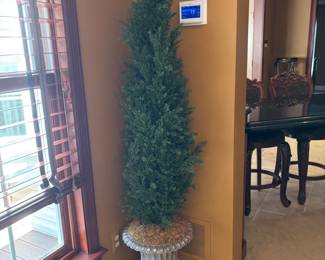 Tall Faux Cypress in Decorative Urn – Elegant and lifelike faux cypress tree in a beautifully detailed urn. Adds height, greenery, and timeless style to any entryway, living room, or bedroom corner.