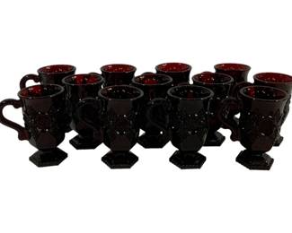 1392 - 12 Avon Ruby Red Cape Cod Mugs 5"
