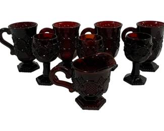 826 - 8pc Avon Ruby Red Glass
