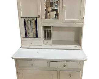 2514 - Painted Porcelain Top Hoosier Cabinet 74 x 42 x 25
