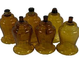 765 - 6 Amber Glass Globes 5.5"
