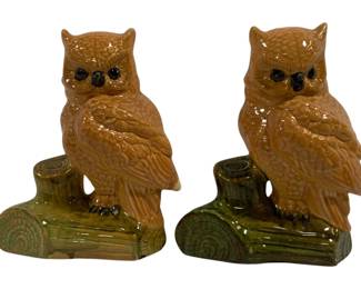 1323 - Pair Large Owl Figurines 11 x 8 x 5 Greenhill Ceramics
