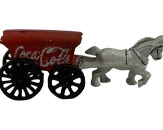 1324 - Cast Iron Coca-Cola Horse & Carriage 3 x 7 x 3

