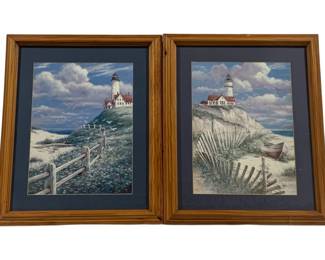 1126 - Pair Framed Lighthouse Prints 22.5 x 18
