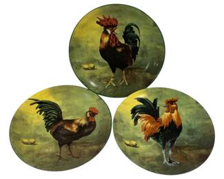 908 - 3 Rooster Plates 8.5"

