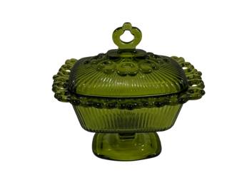 286 - Indiana Old Colony Candy Dish in Green 7 x 8 x 5
