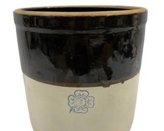 214x - 6 Gallon Stoneware Crock w/ Clover 13 x 13
