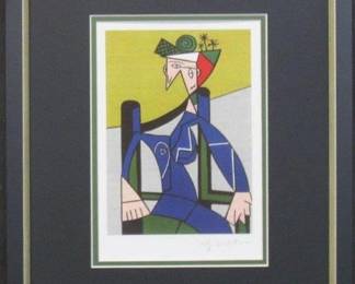 9026 - WOMAN IN ARMCHAIR PRINT BY ROY LICHTENSTEIN 14 X 17
