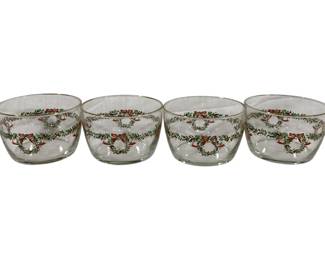 1040 - 4 Glass Christmas Bowls 4.5 x 3
