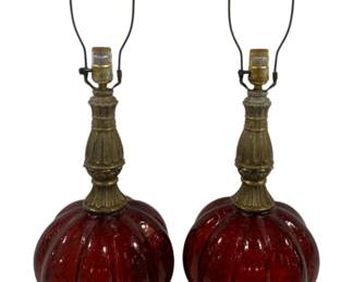 1130 - Pair Vintage Table Lamps 30.5" used as-is electric/electronic/mechanical item - no guarantee all components, untested
