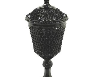 615 - Indiana Black Diamond Point Candy Jar 16"

