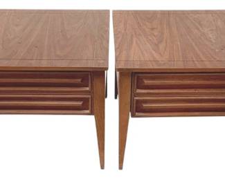 1696 - Matching Pair Mid-Century 2 Drawer Tables 21 x 24 x 24
