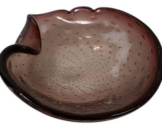 1599 - Murano Amethyst Controlled Bubble Dish 6 x 7
