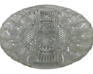 713 - LE Smith Clear Deviled Egg Plate 11"
