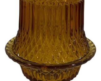 569 - Indiana Glass Diamond Point Amber Fairy Lamp 6.5
