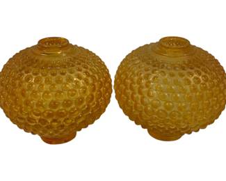 884 - 2 Amber Glass Globes 4"
