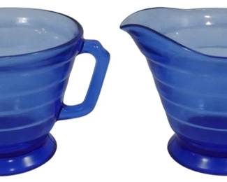 3265 - Moderntone Blue Creamer and Sugar 3.5"
