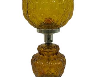 1058 - Vintage Amber Quilted Lamp 21" no chimney used as-is electric/electronic/mechanical item - no guarantee all components, untested
