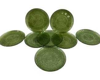 819 - 8 Anchor Hocking Green Soreno Dinner Plates 10"
