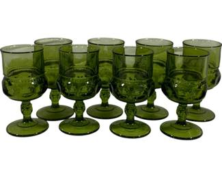 400 - Indiana Glass King's Crown Thumbprint Goblets 6" tall, qty 8

