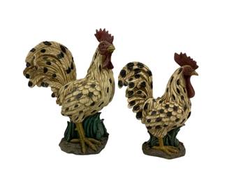 304 - Pair Rooster & Hen Figures 13" & 10"
