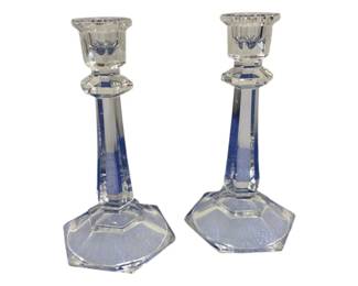 2110 - Pair Glass Candlesticks 7"
