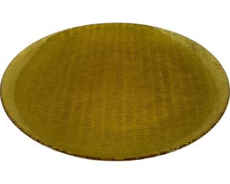 489 - Amber Yellow-Gold Glass Platter - 13.5" round
