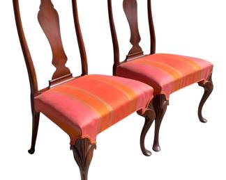3323 - Pair Hickory Chair Co Queen Anne Chairs
