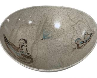1603X - Red Wind Bob White Pottery Bowl 5 x 11.5 x 12.5