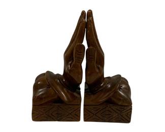 318 - Carved Wood Praying Hands Bookends 12 x 5 x 5.5
