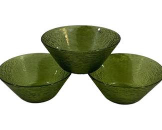 822 - 3 Anchor Hocking Green Soreno Bowls 5 x 11.5
