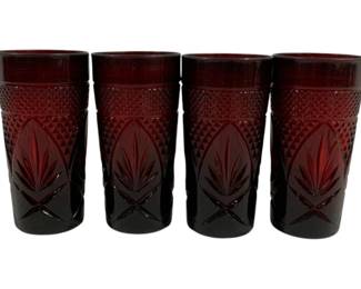 828 - 4 Cristal D'arques Ruby Red Tumblers 6.25"
