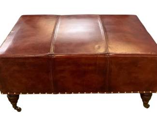 3232x - Alma Arte Mocha Leather Ottoman 18 x 37 x 25

