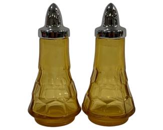 602 - Pair Viking Amber Honeycomb Salt & Pepper 6"
