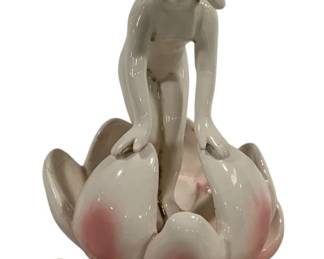 1342 - Mid-Century Nude on Lily Flower Frog 6.5"
