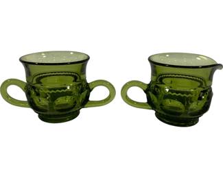 398 - Indiana Kings Crown Creamer & Sugar 3" tall
