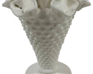 877 - Fenton Milk Glass Hobnail Vase 6"
