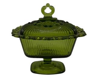393 - Indiana Old Colony Candy Dish in Green 7.5 x 7 x 5.5
