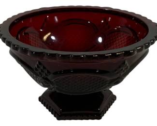 1407 - Avon Ruby Red Cape Cod Footed Bowl 6"
