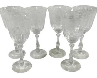 1421 - 6 Fostoria Navarre Water Goblets 8"
